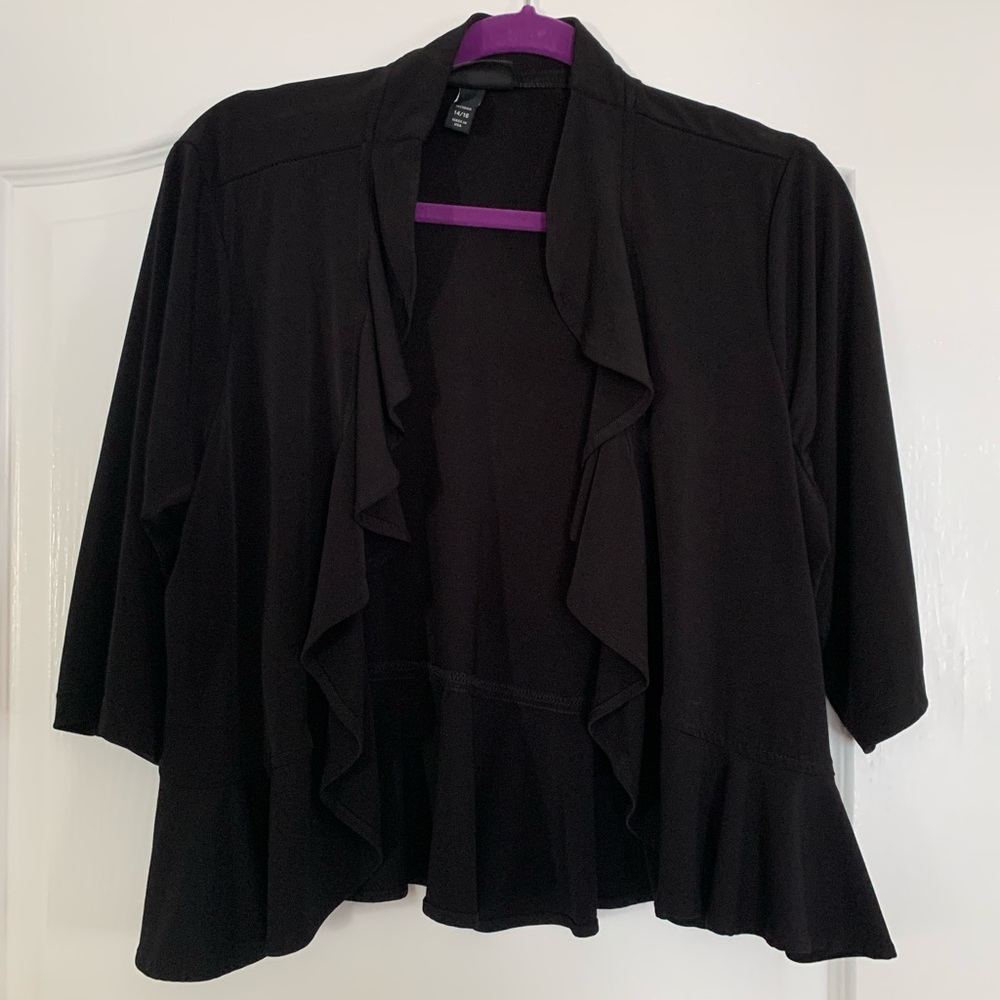Dress barn mid sleeve ruffle cardigan